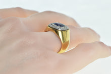 Load image into Gallery viewer, 18K 3.00Ctw Sapphire Diamond Halo Squared Vintage Ring Yellow Gold