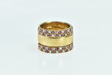 Load image into Gallery viewer, 18K Krementz 0.96 Ctw Diamond Ruby Thick Band Ring Yellow Gold