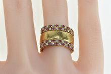 Load image into Gallery viewer, 18K Krementz 0.96 Ctw Diamond Ruby Thick Band Ring Yellow Gold