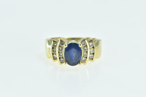 18K LeVian Oval Natural Sapphire Diamond Statement Ring Yellow Gold