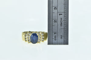 18K LeVian Oval Natural Sapphire Diamond Statement Ring Yellow Gold