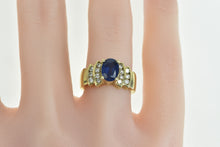 Load image into Gallery viewer, 18K LeVian Oval Natural Sapphire Diamond Statement Ring Yellow Gold