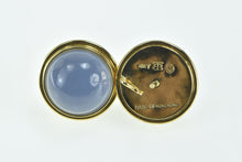 Load image into Gallery viewer, 18K Purple Moonstone Cabochon Round Vintage Stud Earrings Yellow Gold