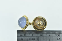 Load image into Gallery viewer, 18K Purple Moonstone Cabochon Round Vintage Stud Earrings Yellow Gold