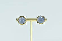 Load image into Gallery viewer, 18K Purple Moonstone Cabochon Round Vintage Stud Earrings Yellow Gold