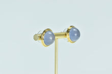 Load image into Gallery viewer, 18K Purple Moonstone Cabochon Round Vintage Stud Earrings Yellow Gold