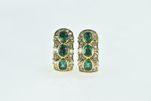 Load image into Gallery viewer, 14K 4.60 Ctw Emerald Diamond Encrusted French Clip Earrings Yellow Gold