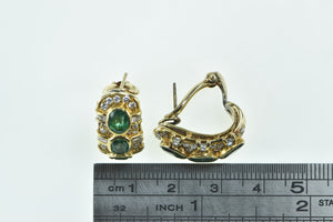 14K 4.60 Ctw Emerald Diamond Encrusted French Clip Earrings Yellow Gold