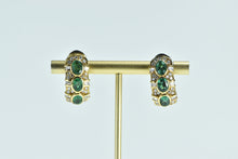 Load image into Gallery viewer, 14K 4.60 Ctw Emerald Diamond Encrusted French Clip Earrings Yellow Gold