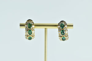 14K 4.60 Ctw Emerald Diamond Encrusted French Clip Earrings Yellow Gold