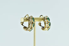 Load image into Gallery viewer, 14K 4.60 Ctw Emerald Diamond Encrusted French Clip Earrings Yellow Gold