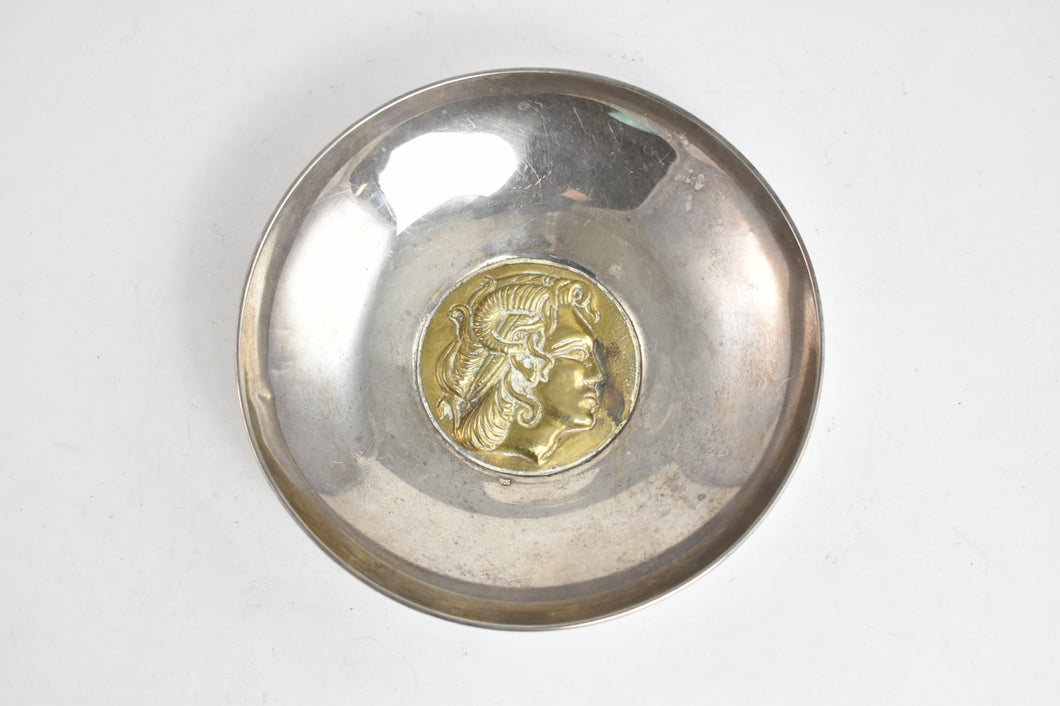 Sterling Silver Bronze Greek Nymph Faun Bowl Trinket Dish