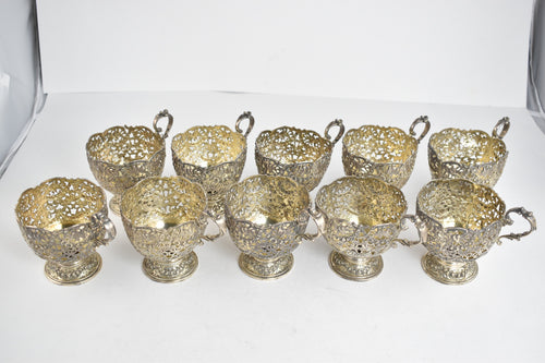 Sterling Silver Robert Anstead Demitasse Cup Holder Set (10 pcs)