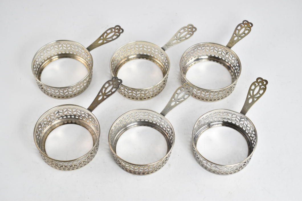 Sterling Silver Gorham Creme Brulee Souffle Ramekin Holder Set (6 pcs)