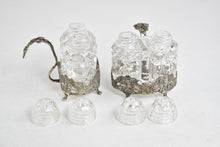 Load image into Gallery viewer, Sterling Silver Vintage Cut Crystal Salt &amp; Pepper Shaker Set (6 pcs)