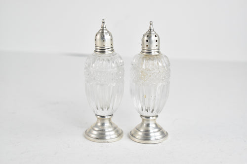 Sterling Silver Sheffield Co. Cut Crystal Salt & Pepper Shaker Set (2 pcs)