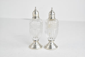 Sterling Silver Sheffield Co. Cut Crystal Salt & Pepper Shaker Set (2 pcs)