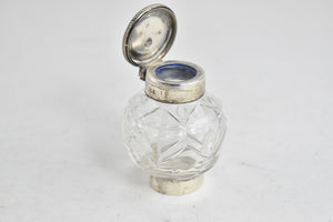 Sterling Silver 1904 Charles Stuart Harris London Cut Crystal Inkwell