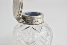 Load image into Gallery viewer, Sterling Silver 1904 Charles Stuart Harris London Cut Crystal Inkwell