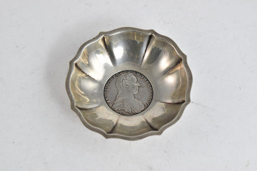 Sterling Silver Austrian Maria Theresa Thaler Coin Dish Bowl