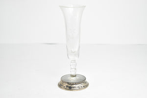 Sterling Silver Wallace Flower Etched Glass Bud Vase Flower