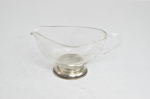 Sterling Silver Vintage Glass Coffee Creamer Gravy Boat