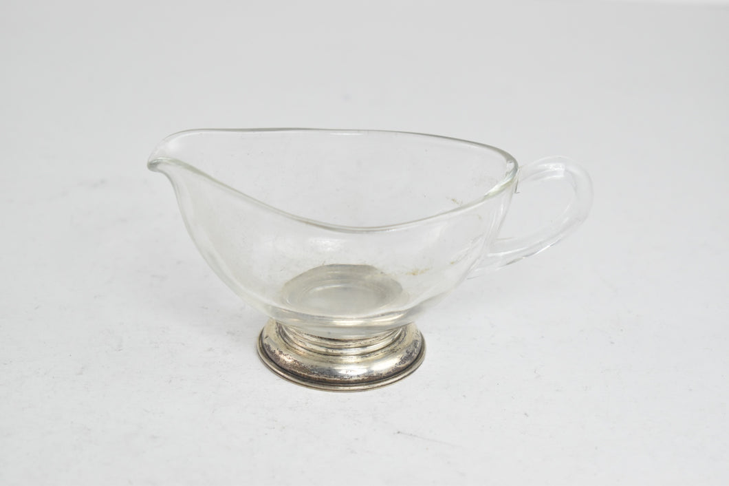 Sterling Silver Vintage Glass Coffee Creamer Gravy Boat