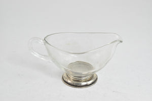 Sterling Silver Vintage Glass Coffee Creamer Gravy Boat