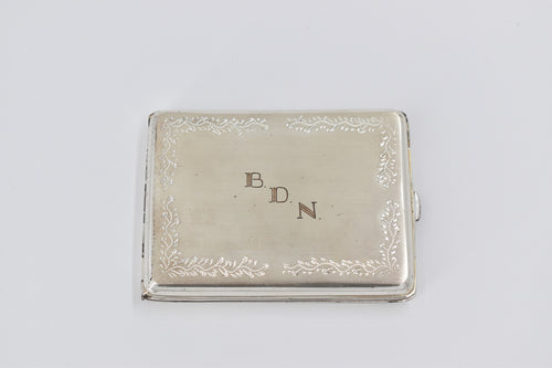 Sterling Silver Vintage Vine Engraved Monogram Cigarette Case