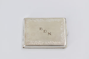 Sterling Silver Vintage Vine Engraved Monogram Cigarette Case