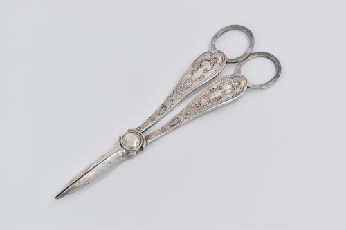 Sterling Silver Grape Shears Scissors Vintage Engraved