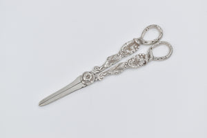 Sterling Silver A E Warner Ornate Floral Grape Scissors