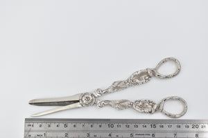 Sterling Silver A E Warner Ornate Floral Grape Scissors