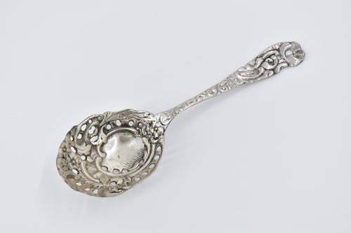 Sterling Silver Vintage Baroque Rococo Slotted Berry Spoon 8.75