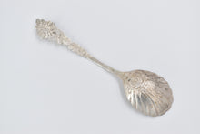 Load image into Gallery viewer, Sterling Silver German Rose Flower Scalloped Serving Spoon