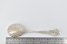 Load image into Gallery viewer, Sterling Silver German Rose Flower Scalloped Serving Spoon