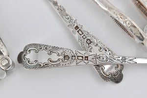 Silver Plated 1870's J Sherwood & Sons Nut Cracker & Spoon Set (4 pcs)