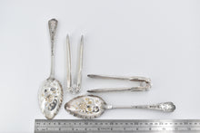 Load image into Gallery viewer, Silver Plated 1870&#39;s J Sherwood &amp; Sons Nut Cracker &amp; Spoon Set (4 pcs)