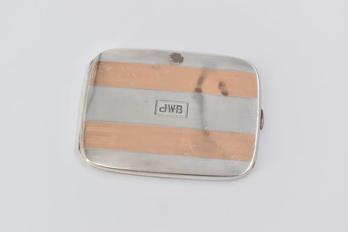 Sterling Silver 14k Gold Inlay Monogram Vintage Cigarette Case
