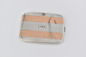 Sterling Silver 14k Gold Inlay Monogram Vintage Cigarette Case