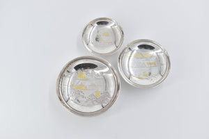 Sterling Silver Japanese Ceremonial Sake Cups Sakazuki (3 pcs)