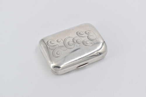 Sterling Silver Art Deco Monogrammed Curved Cigarette Case