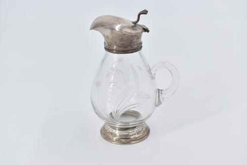 Sterling Silver Frank M Whiting & Co Cut Crystal Syrup Pitcher