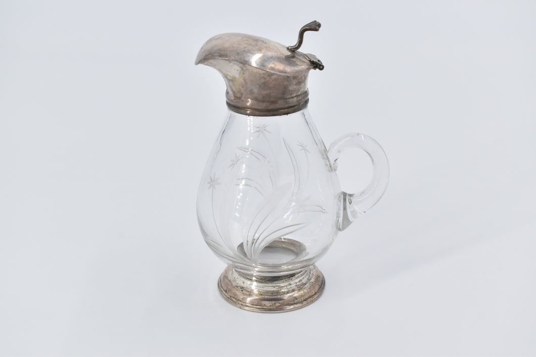 Sterling Silver Frank M Whiting & Co Cut Crystal Syrup Pitcher