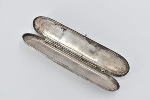 Sterling Silver 1870's Engraved Ornate Oval Cigar Case