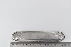 Sterling Silver 1870's Engraved Ornate Oval Cigar Case