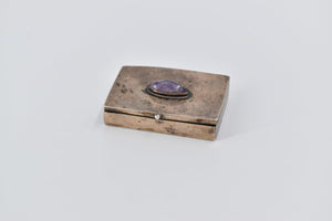 Sterling Silver Ornate Marquise Amethyst Mexican Pill Box