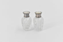 Load image into Gallery viewer, Sterling Silver Mother of Pearl Cut Crystal Salt &amp; Pepper Shaker (2 pcs)