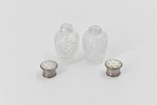 Load image into Gallery viewer, Sterling Silver Mother of Pearl Cut Crystal Salt &amp; Pepper Shaker (2 pcs)