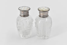 Load image into Gallery viewer, Sterling Silver Mother of Pearl Cut Crystal Salt &amp; Pepper Shaker (2 pcs)